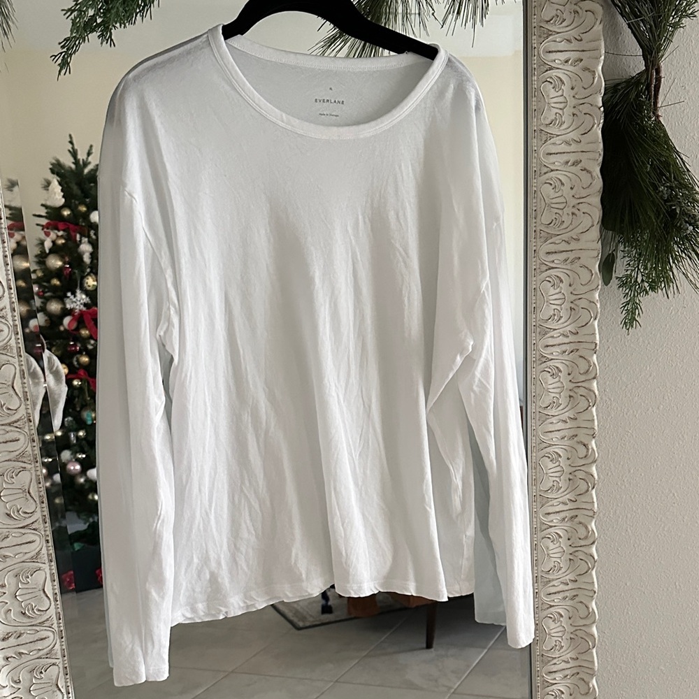Everlane Classic Cotton White Long Sleeve Tee